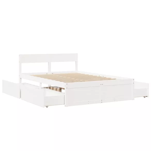 fehér tömör fenyőfa ágy matrac nélkül 120 x 190 cm