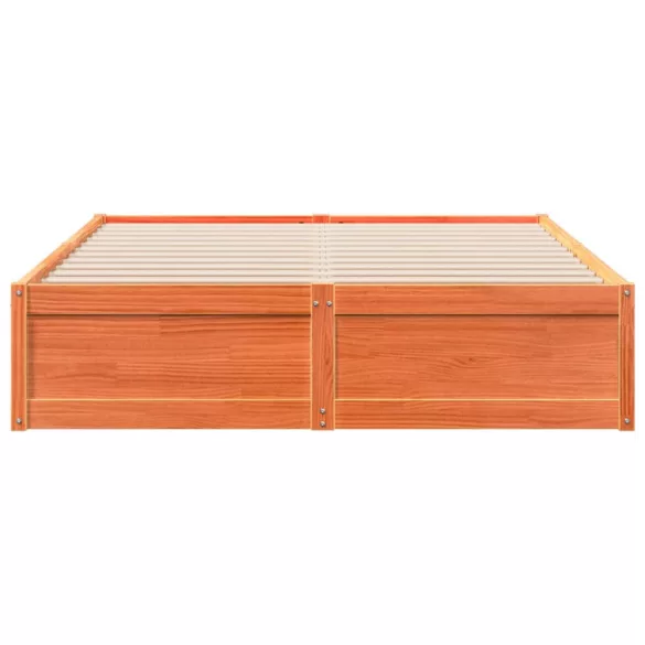 viaszbarna tömör fenyőfa ágy matrac nélkül 160 x 200 cm