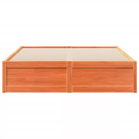 viaszbarna tömör fenyőfa ágy matrac nélkül 150 x 200 cm