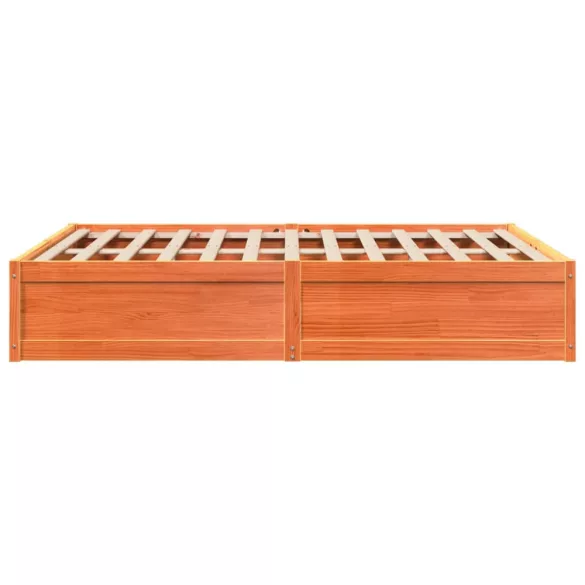 viaszbarna tömör fenyőfa ágy matrac nélkül 150 x 200 cm