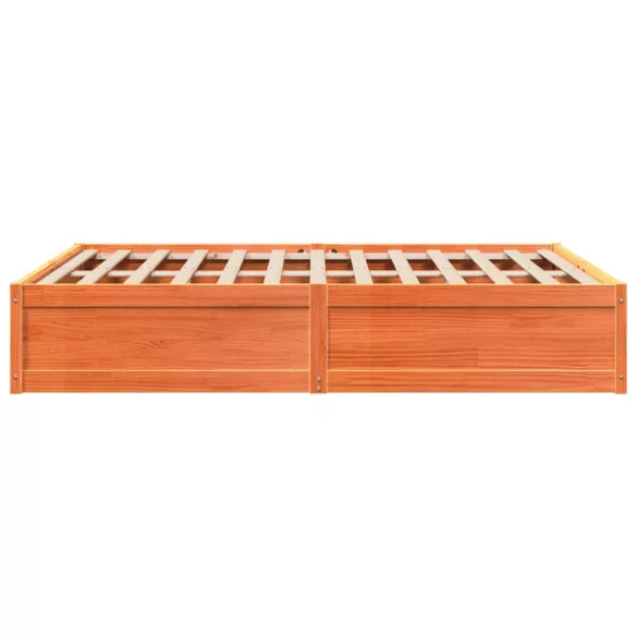 viaszbarna tömör fenyőfa ágy matrac nélkül 140 x 200 cm