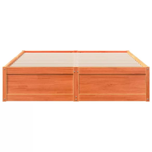 viaszbarna tömör fenyőfa ágy matrac nélkül 140 x 190 cm