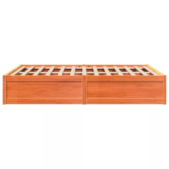 viaszbarna tömör fenyőfa ágy matrac nélkül 140 x 190 cm