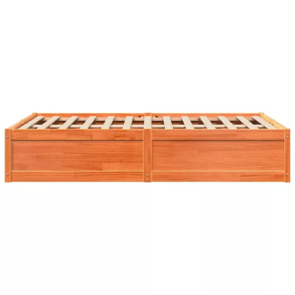 viaszbarna tömör fenyőfa ágy matrac nélkül 135 x 190 cm