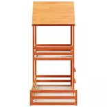 viaszbarna tömör fenyőfa ágy emelettel és tetővel 80 x 200 cm