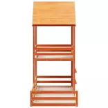 viaszbarna tömör fenyőfa ágy emelettel és tetővel 90 x 190 cm