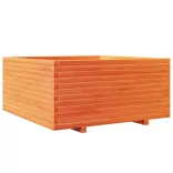 viaszbarna tömör fenyőfa kerti virágláda 100 x 100 x 49,5 cm