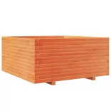 viaszbarna tömör fenyőfa kerti virágláda 100 x 100 x 49,5 cm