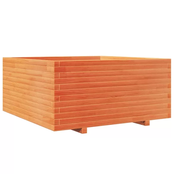 viaszbarna tömör fenyőfa kerti virágláda 100 x 100 x 49,5 cm