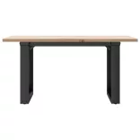 tömör fenyőfa és acél dohányzóasztal O-vázzal 80x50x40 cm