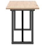 tömör fenyőfa és acél dohányzóasztal O-vázzal 160x40x45 cm