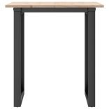 tömör fenyőfa és acél étkezőasztal O-vázzal 60x60x75 cm