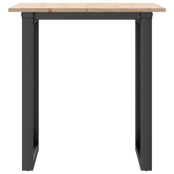 tömör fenyőfa és acél étkezőasztal O-vázzal 60x60x75 cm