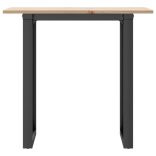 tömör fenyőfa és acél étkezőasztal O-vázzal 80x50x75 cm