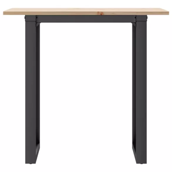 tömör fenyőfa és acél étkezőasztal O-vázzal 80x50x75 cm