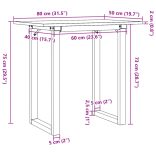 tömör fenyőfa és acél étkezőasztal O-vázzal 80x50x75 cm