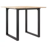 tömör fenyőfa és acél étkezőasztal O-vázzal 80x80x75 cm