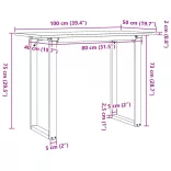 tömör fenyőfa és acél étkezőasztal O-vázzal 100x50x75 cm