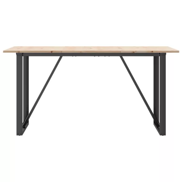 tömör fenyőfa és acél étkezőasztal O-vázzal 160x80x75 cm