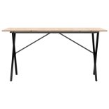 tömör fenyőfa és acél étkezőasztal X-vázzal 160x80x75 cm