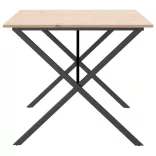 tömör fenyőfa és acél étkezőasztal X-vázzal 180x90x75 cm
