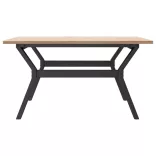 tömör fenyőfa és acél dohányzóasztal Y-vázzal 90x90x45 cm