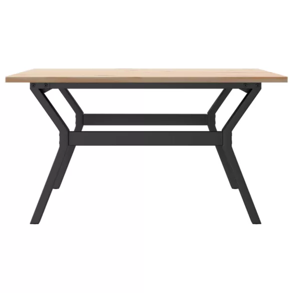 tömör fenyőfa és acél dohányzóasztal Y-vázzal 90x90x45 cm