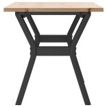 tömör fenyőfa és acél dohányzóasztal Y-vázzal 100x50x45 cm