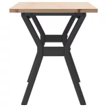 tömör fenyőfa és acél dohányzóasztal Y-vázzal 110x40x45 cm