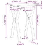 tömör fenyőfa és acél étkezőasztal Y-vázzal 50x50x75 cm