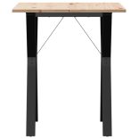 tömör fenyőfa és acél étkezőasztal Y-vázzal 60x60x75 cm