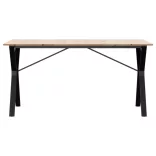 tömör fenyőfa és acél étkezőasztal Y-vázzal 160x80x75 cm