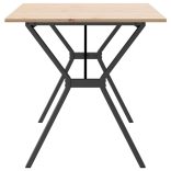 tömör fenyőfa és acél étkezőasztal Y-vázzal 160x80x75 cm