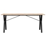 tömör fenyőfa és acél étkezőasztal Y-vázzal 180x90x75 cm