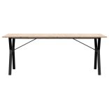 tömör fenyőfa és acél étkezőasztal Y-vázzal 200x100x75 cm