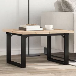   tömör fenyőfa és acél O-vázú dohányzóasztal 70x70x40,5 cm