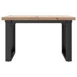 tömör fenyőfa és acél O-vázú dohányzóasztal 70x70x40,5 cm