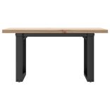 tömör fenyőfa és acél O-vázú dohányzóasztal 80x50x40,5 cm