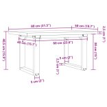 tömör fenyőfa és acél O-vázú dohányzóasztal 80x50x40,5 cm