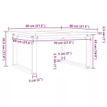 tömör fenyőfa és acél O-vázú dohányzóasztal 80x80x45,5 cm