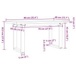 tömör fenyőfa és acél O-vázú dohányzóasztal 90x40x45,5 cm