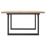 tömör fenyőfa és acél O-vázú dohányzóasztal 90x90x45,5 cm