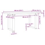 tömör fenyőfa és acél O-vázú dohányzóasztal 100x50x45,5 cm