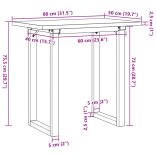 tömör fenyőfa és acél étkezőasztal O-vázzal 80x50x75,5 cm
