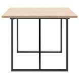 tömör fenyőfa és acél O-vázú étkezőasztal 200x100x75,5 cm