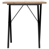 tömör fenyőfa és acél étkezőasztal X-vázzal 70x70x75,5 cm