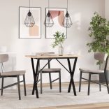 tömör fenyőfa és acél étkezőasztal X-vázzal 100x50x75,5 cm