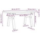 tömör fenyőfa és acél Y-vázú dohányzóasztal 80x50x40,5 cm