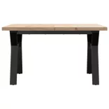 tömör fenyőfa és acél Y-vázú dohányzóasztal 80x80x45,5 cm