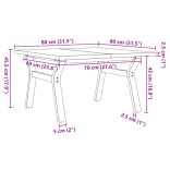 tömör fenyőfa és acél Y-vázú dohányzóasztal 80x80x45,5 cm